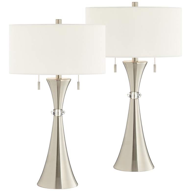 Image 2 Rachel Concave Column Table Lamps Set of 2 w/ Smart Sockets