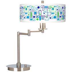 Racktrack Giclee Shade with Modern LED Swing Arm Desk Lamp