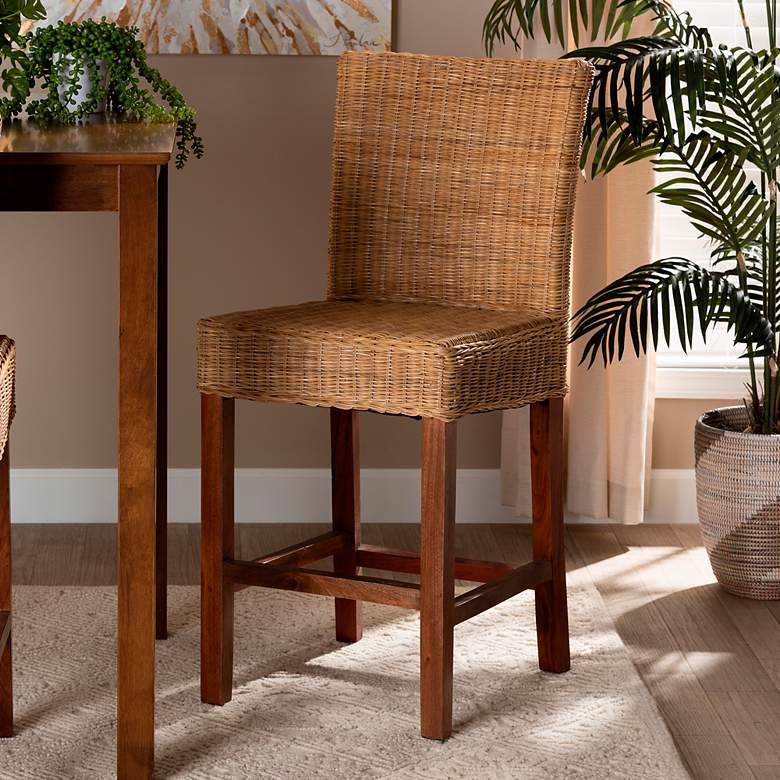 Image 1 Racquel 24" Natural Brown Rattan Counter Stool