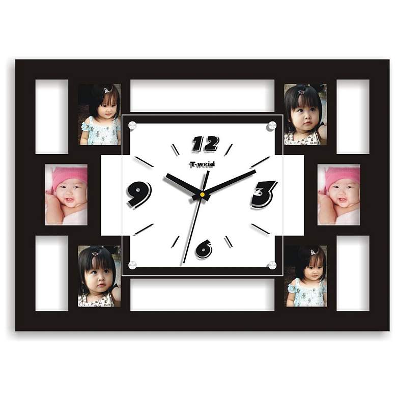 Image 1 Radcliffe Black 18 1/4 inch Wide Clock and Photo Frame Collage