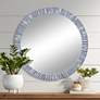 Radial Bone White and Blue 36" Round Wall Mirror