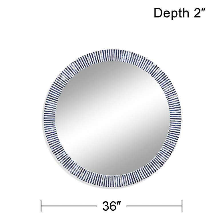 Image 4 Radial Bone White and Blue 36" Round Wall Mirror more views
