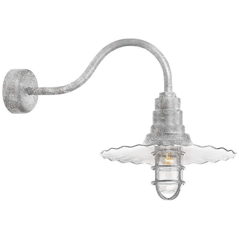 Image 1 Radial Wave 15 3/4 inch High Galvanized Outdoor Wall Light