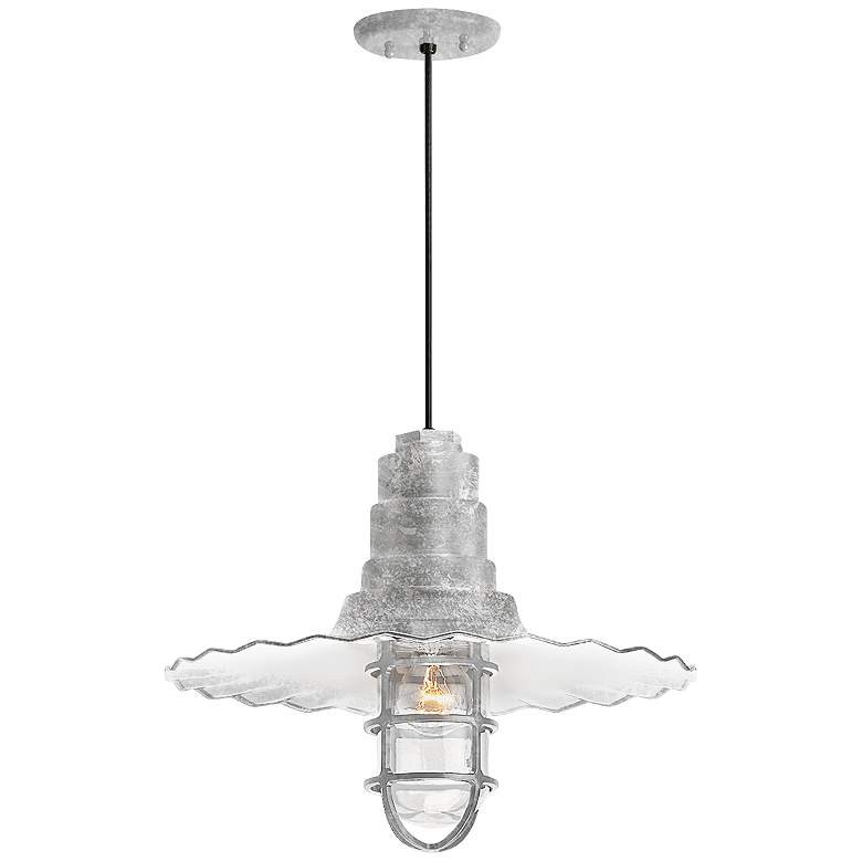 Image 1 Radial Wave 7" High Galvanized Outdoor Hanging Light