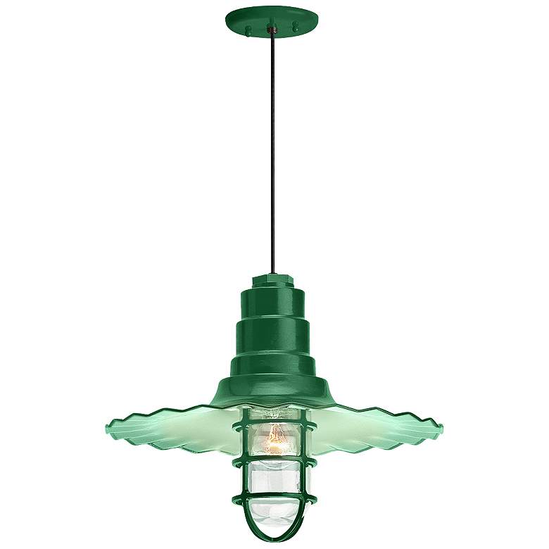 Image 1 Radial Wave 7" High Hunter Green Outdoor Hanging Light
