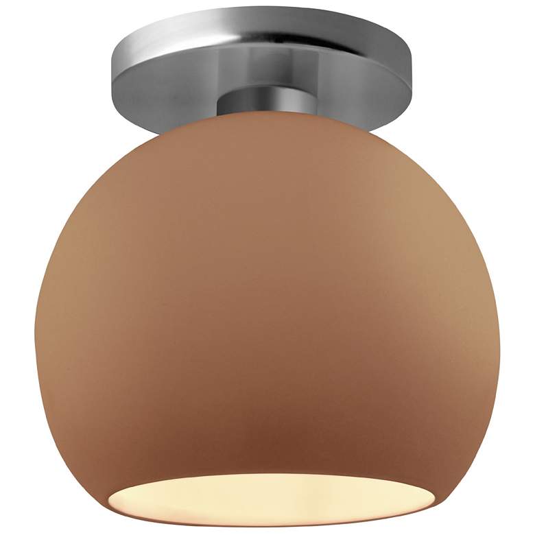 Image 1 Radiance 10"W Adobe Frame Brushed Nickel Metal Medium Globe Semi.Flush
