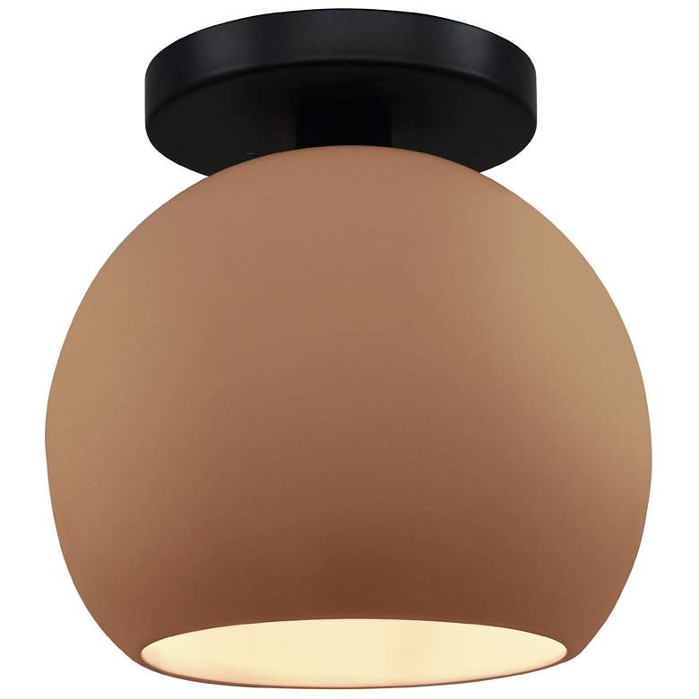 Image 1 Radiance 10"W Adobe Frame Matte Black Metal Medium Globe LED Semi.Flus