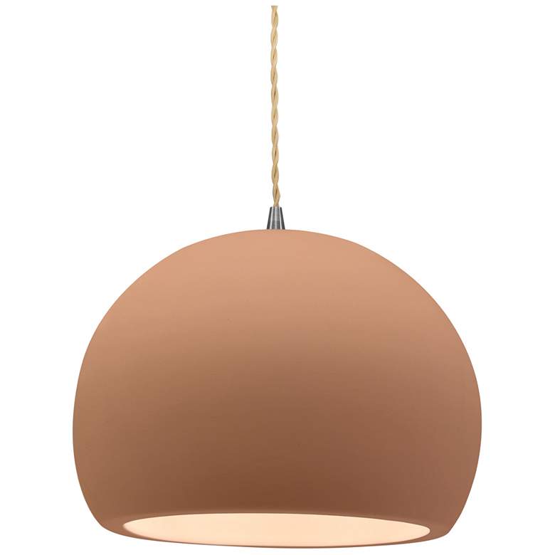Image 1 Radiance 10"W Adobe Frame Nickel Globe Beige Twisted Cord LED Pendant