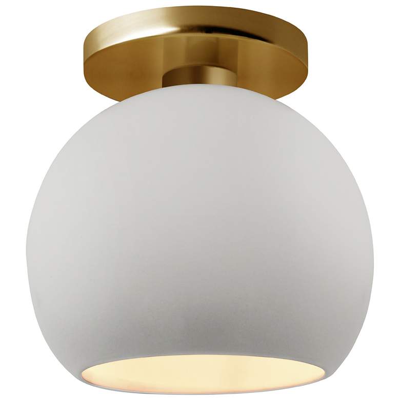 Image 1 Radiance 10"W Bisque Frame Brushed Brass Metal Medium Globe Semi.Flush