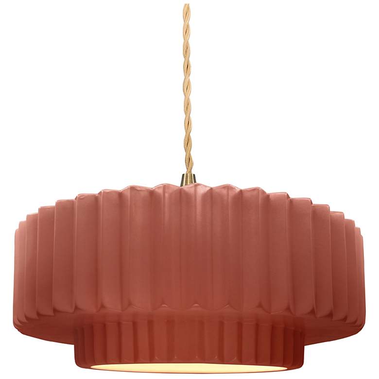 Image 1 Radiance 10"W Brushed Brass LED Mini Pendant w/ Canyon Clay Shade
