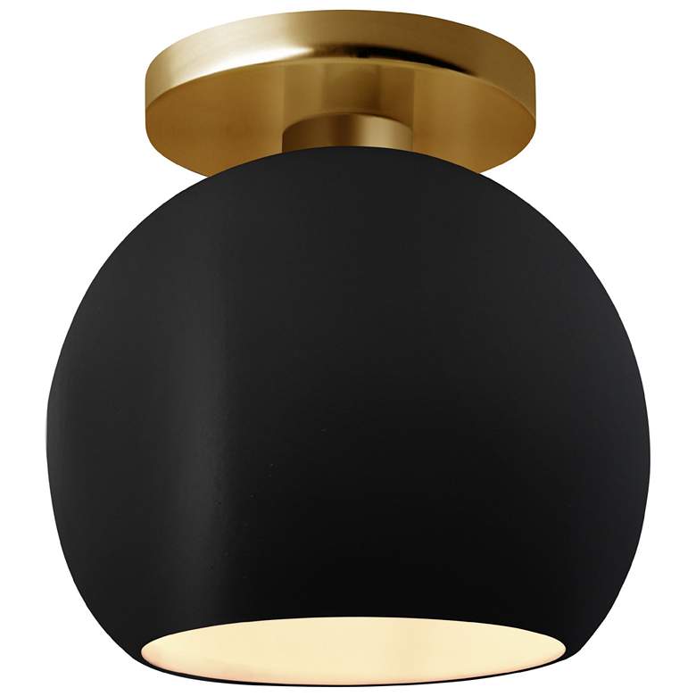 Image 1 Radiance 10"W Carbon Frame Brushed Brass Metal Medium Globe LED Semi.F