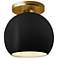Radiance 10"W Carbon Frame Brushed Brass Metal Medium Globe LED Semi.F