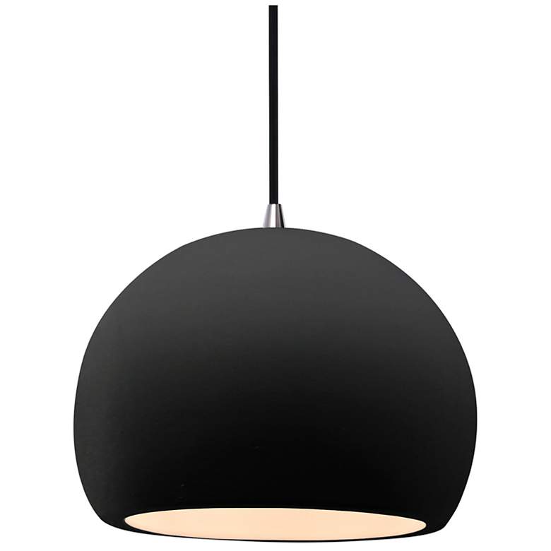Image 1 Radiance 10"W Carbon Frame Brushed Nickel Medium Globe Black Cord Pend