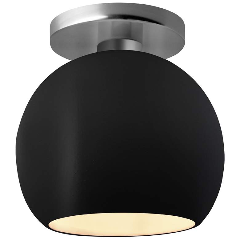 Image 1 Radiance 10"W Carbon Frame Brushed Nickel Metal Medium Globe Semi.Flus