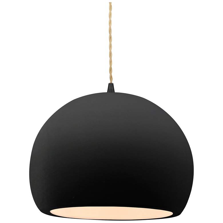 Image 1 Radiance 10"W Carbon Frame Matte Black Globe Beige Twisted Cord Pendan