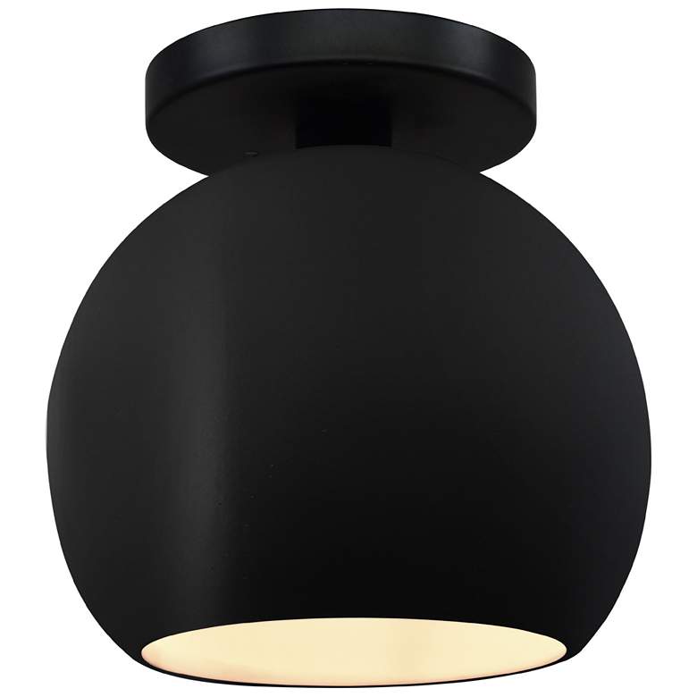 Image 1 Radiance 10"W Carbon Frame Matte Black Metal Medium Globe Semi.Flush