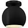 Radiance 10"W Carbon Frame Matte Black Metal Medium Globe Semi.Flush