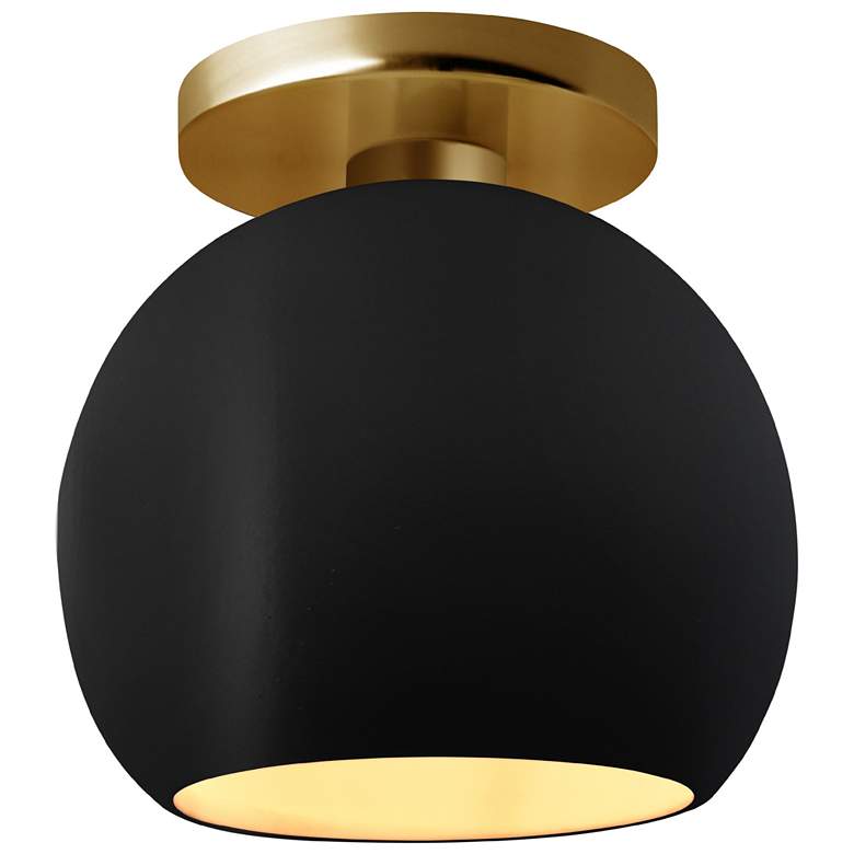 Image 1 Radiance 10"W Carbon/Gold Frame Brushed Brass Metal Medium Globe Semi.