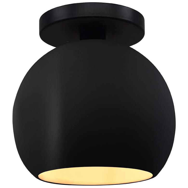 Image 1 Radiance 10"W Carbon/Gold Frame Matte Black Metal Medium Globe Semi.Fl