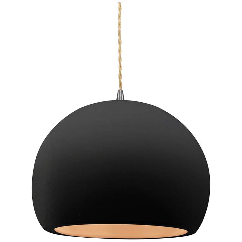 Image 1 Radiance 10"W Carbon/Gold Frame Nickel Globe Beige Twisted Cord LED Pe