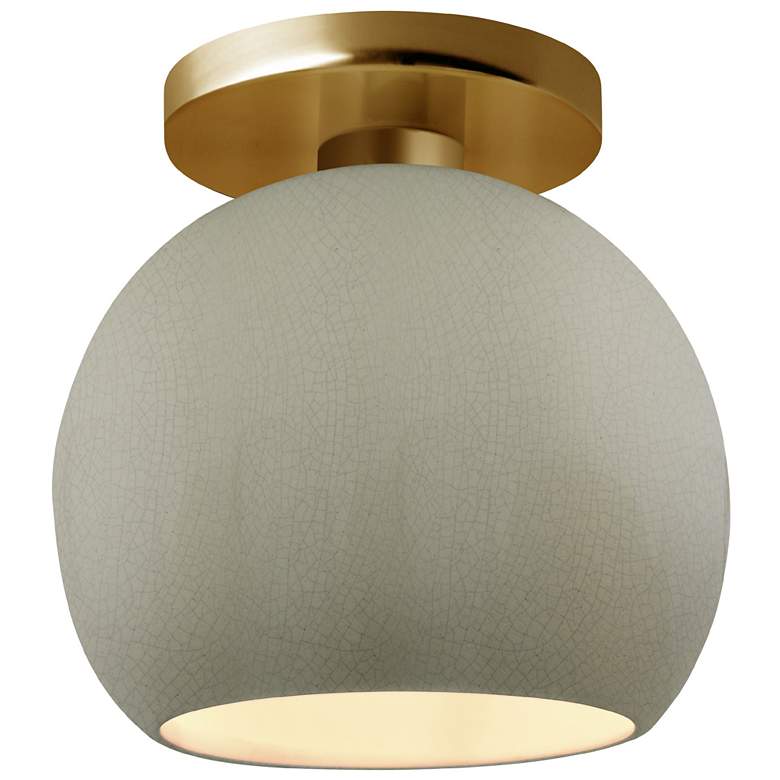 Image 1 Radiance 10"W Celadon Frame Brushed Brass Medium Globe LED Semi.Flush