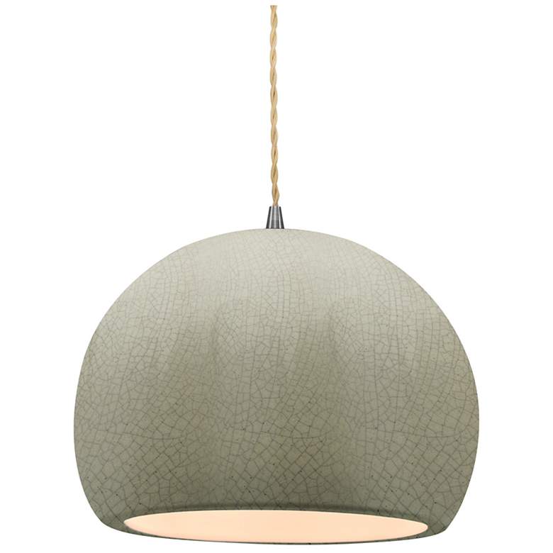 Image 1 Radiance 10"W Celadon Frame Brushed Nickel Globe Beige Twisted Cord Pe