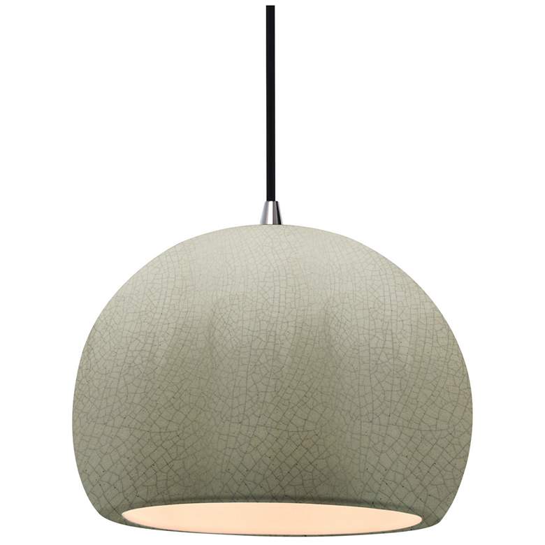 Image 1 Radiance 10"W Celadon Frame Brushed Nickel Globe Black Cord LED Pendan
