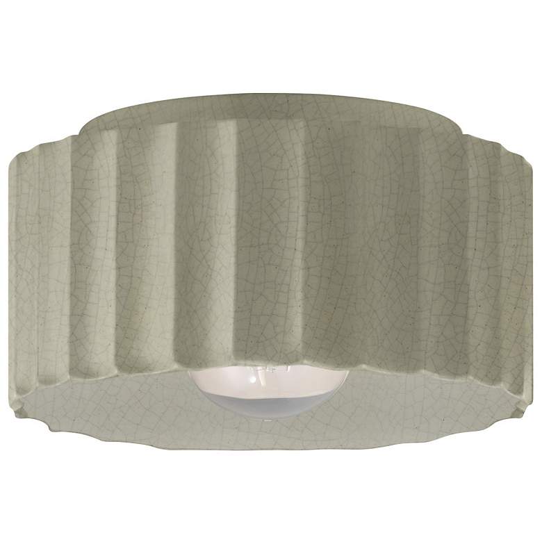 Image 1 Radiance 10"W Celadon Green Crackle Medium Gear Flush.Mount