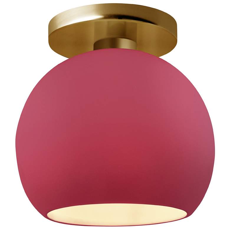 Image 1 Radiance 10"W Cerise Frame Brushed Brass Metal Medium Globe LED Semi.F