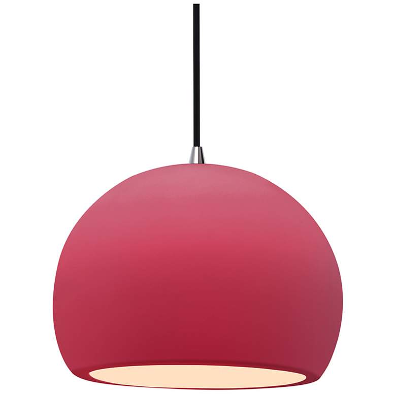 Image 1 Radiance 10"W Cerise Frame Brushed Nickel Medium Globe Black Cord Pend