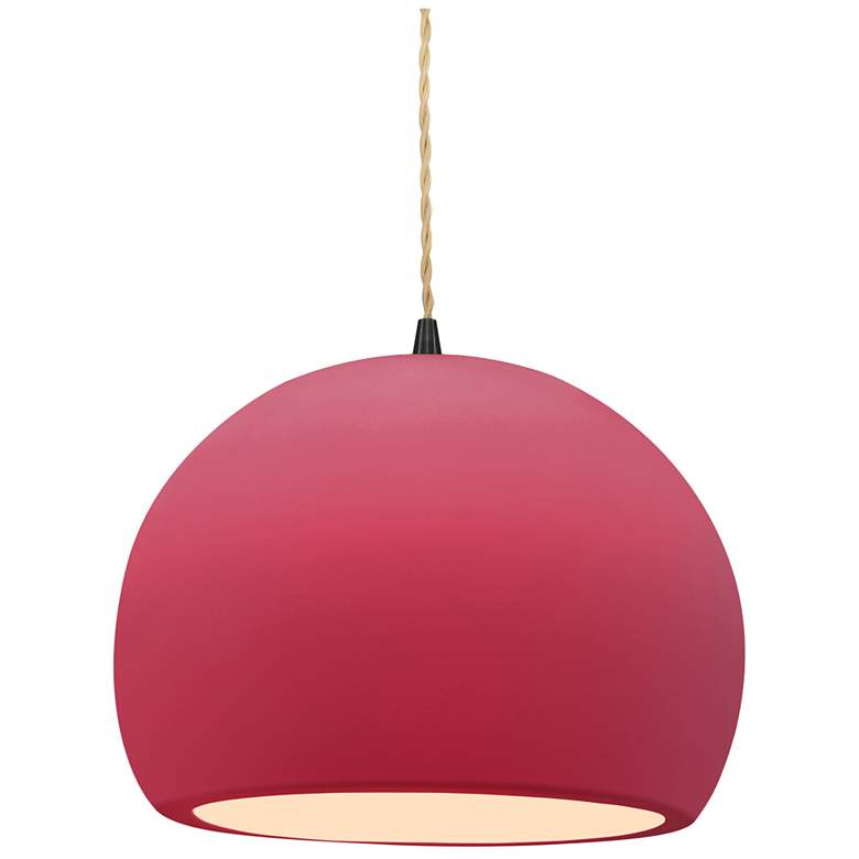 Image 1 Radiance 10"W Cerise Frame Matte Black Globe Beige Twisted Cord LED Pe