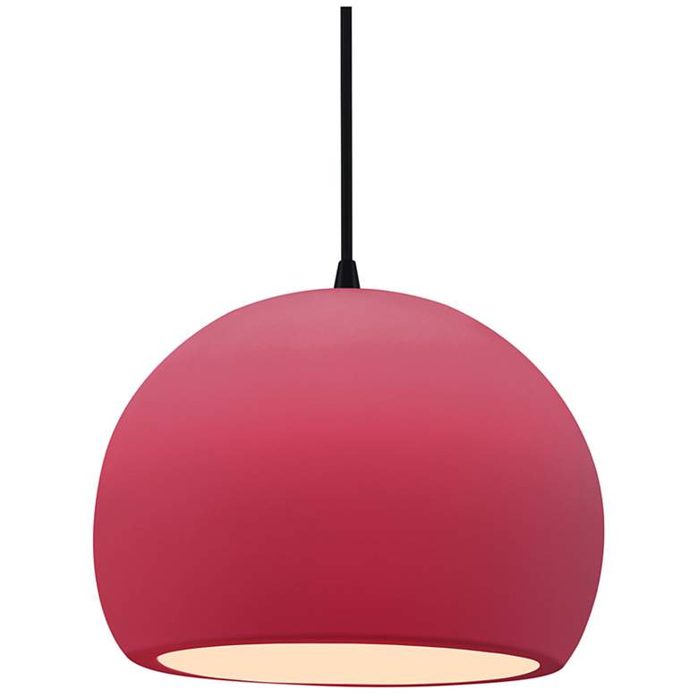 Image 1 Radiance 10"W Cerise Frame Matte Black Medium Globe Black Cord Pendant