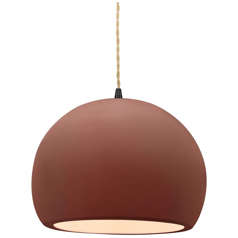 Image 1 Radiance 10"W Clay Frame Matte Black Globe Beige Twisted Cord LED Pend