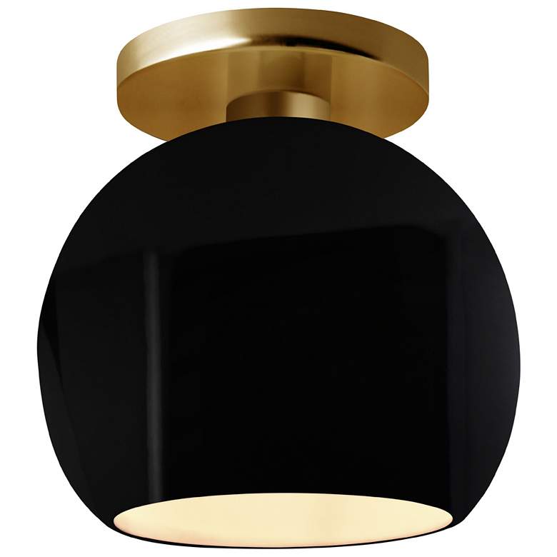 Image 1 Radiance 10"W Gloss Black Frame Brushed Brass Medium Globe LED Semi.Fl