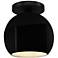 Radiance 10"W Gloss Black Frame Matte Black Metal Medium Globe Semi.Fl