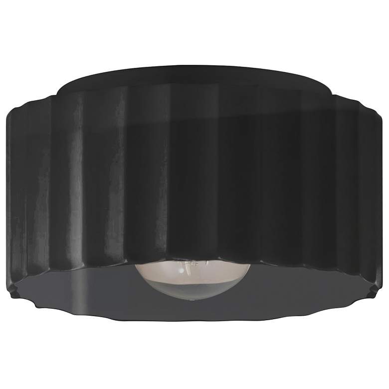 Image 1 Radiance 10"W Gloss Black Medium Gear Outdoor Flush.Mount