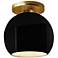 Radiance 10"W Gloss Black/White Frame Brushed Brass Medium Globe Semi.