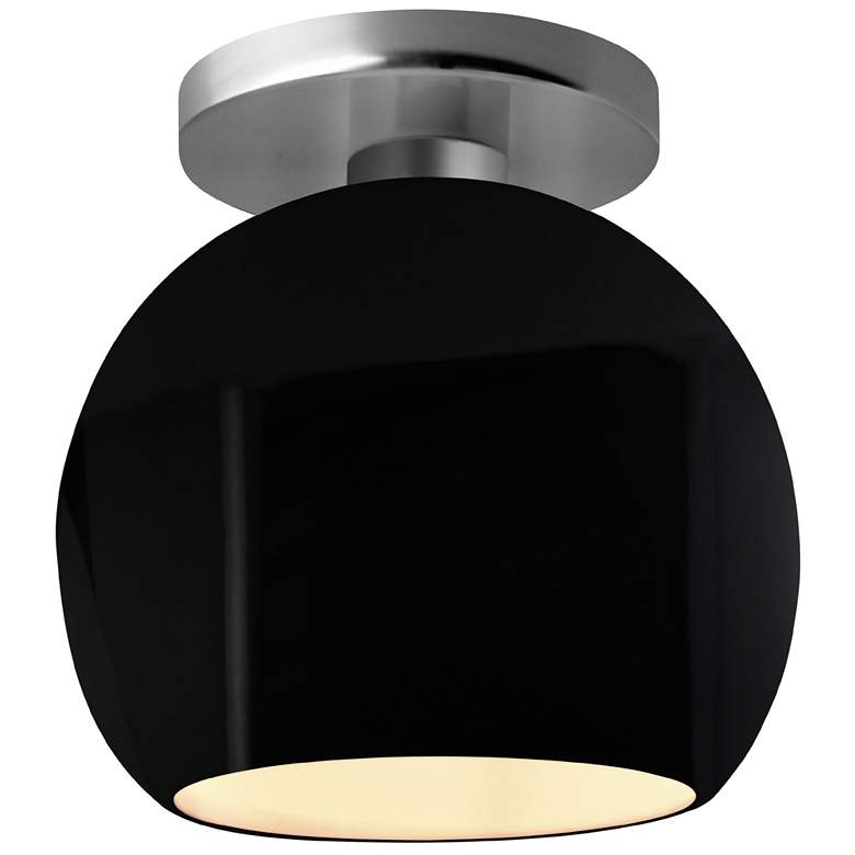 Image 1 Radiance 10"W Gloss Black/White Frame Brushed Nickel Globe LED Semi.Fl