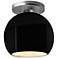 Radiance 10"W Gloss Black/White Frame Brushed Nickel Globe Semi.Flush