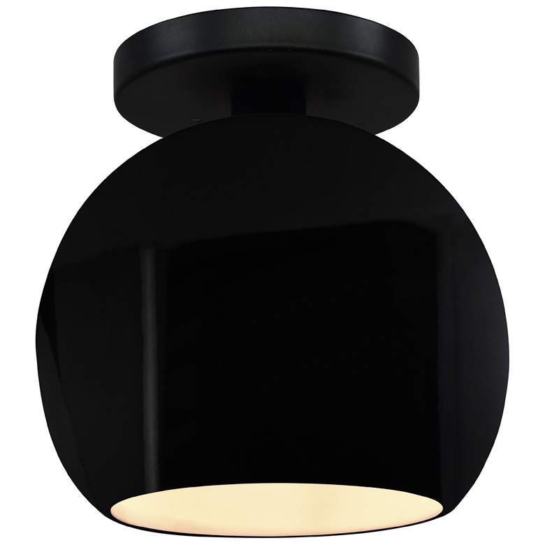 Image 1 Radiance 10"W Gloss Black/White Frame Matte Black Globe LED Semi.Flush