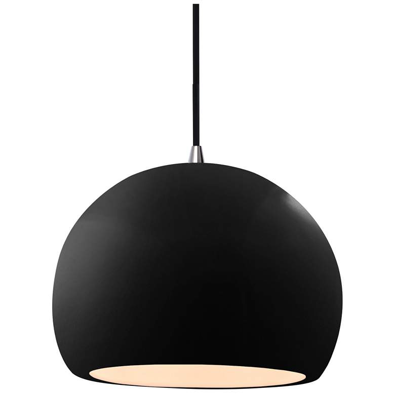 Image 1 Radiance 10"W Gloss Black/White Frame Nickel Globe Black Cord LED Pend