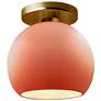 Radiance 10"W Gloss Blush Frame Brushed Brass Medium Globe LED Semi.Fl