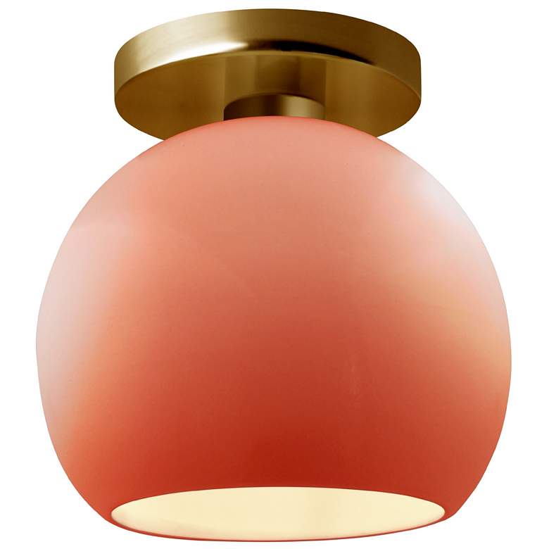 Image 1 Radiance 10"W Gloss Blush Frame Brushed Brass Metal Medium Globe Semi.