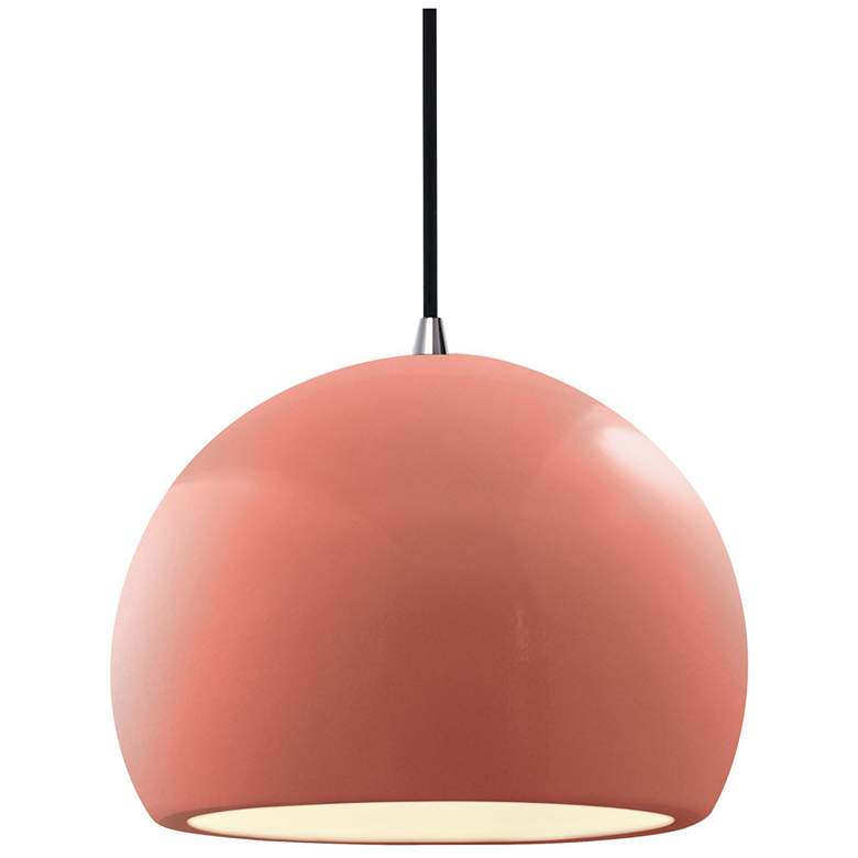 Image 1 Radiance 10"W Gloss Blush Frame Brushed Nickel Globe Black Cord Pendan