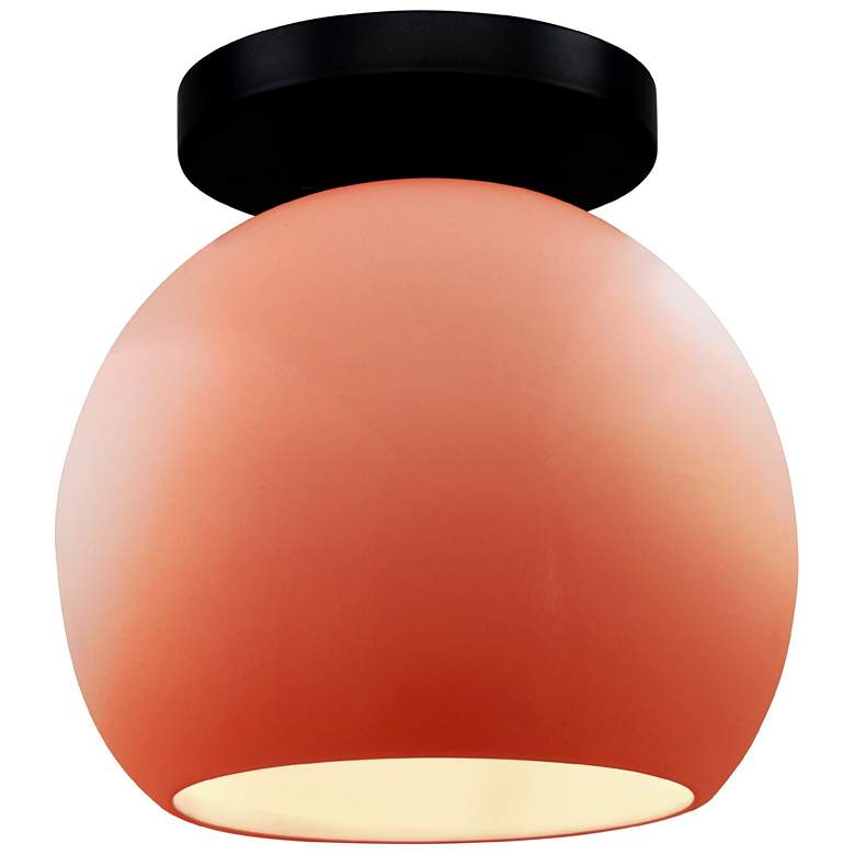 Image 1 Radiance 10"W Gloss Blush Frame Matte Black Medium Globe LED Semi.Flus
