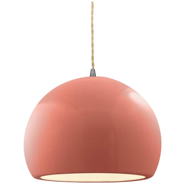Image 1 Radiance 10"W Gloss Blush Frame Nickel Globe Beige Twisted Cord LED Pe