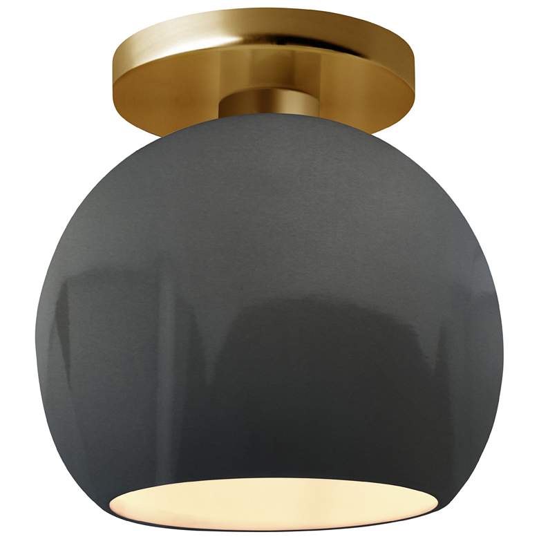 Image 1 Radiance 10"W Gloss Grey Frame Brushed Brass Metal Medium Globe Semi.F