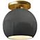 Radiance 10"W Gloss Grey Frame Brushed Brass Metal Medium Globe Semi.F