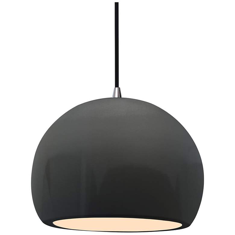 Image 1 Radiance 10"W Gloss Grey Frame Brushed Nickel Globe Black Cord Pendant