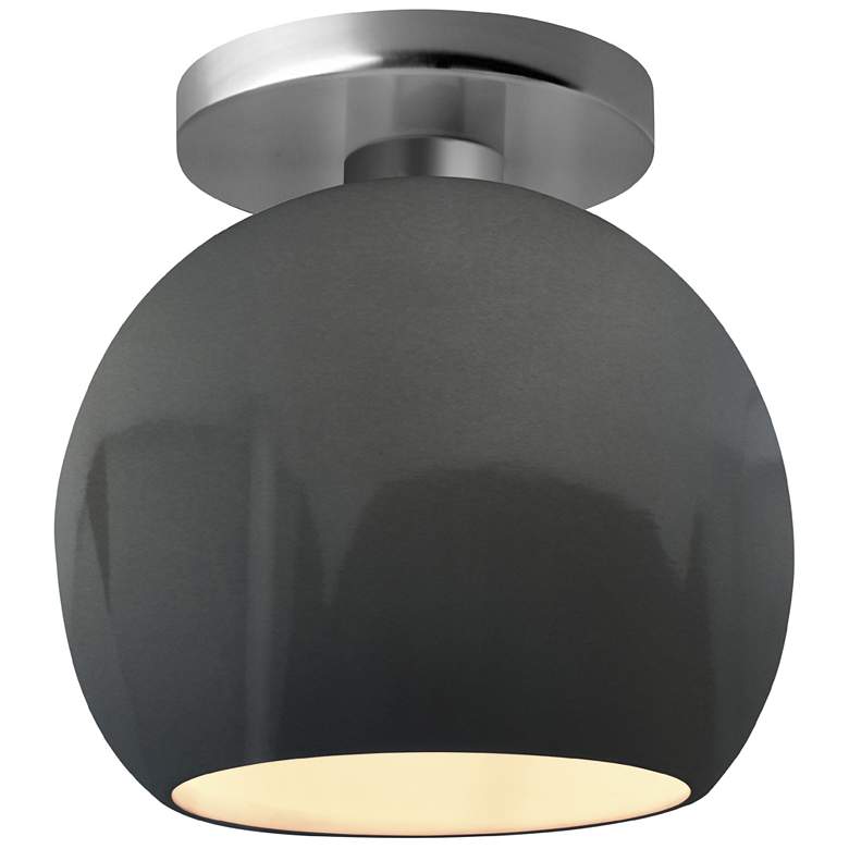 Image 1 Radiance 10"W Gloss Grey Frame Brushed Nickel Medium Globe LED Semi.Fl